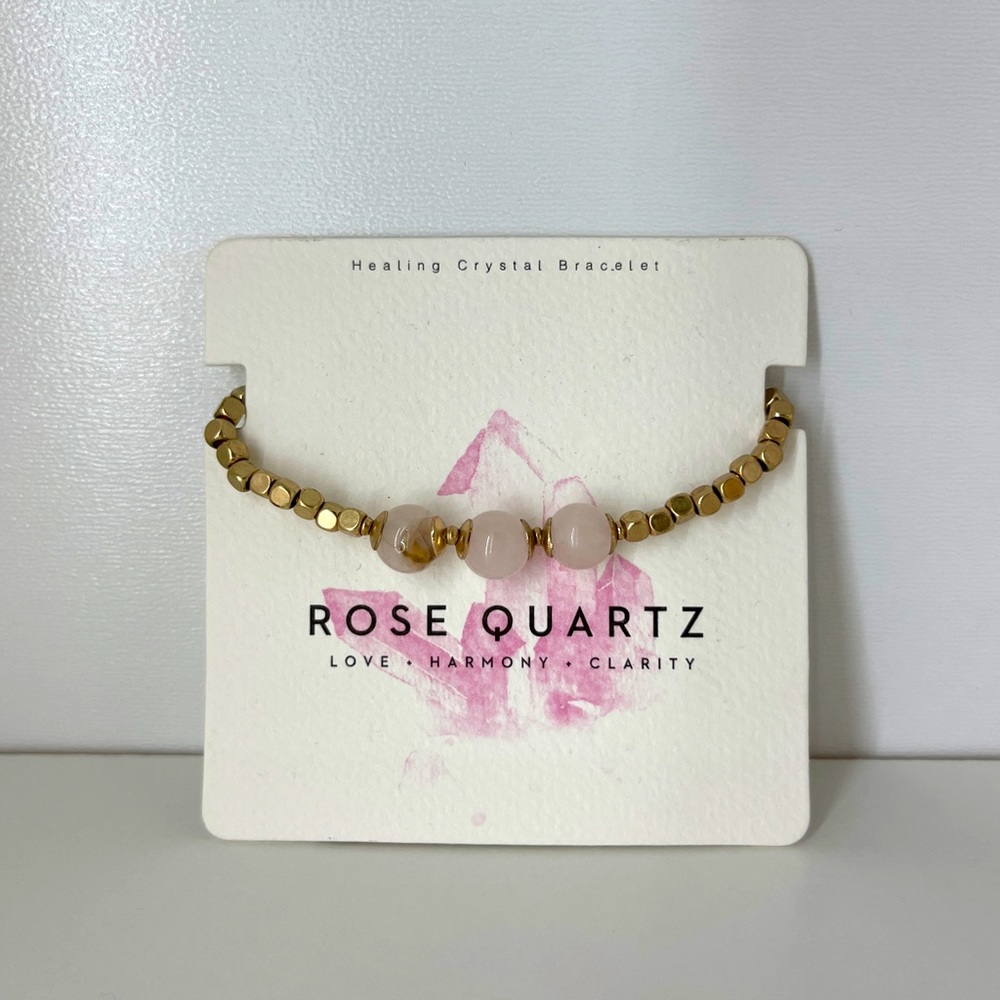 Francesca’s Adjustable Healing Crystal Bracelet in Rose Quartz